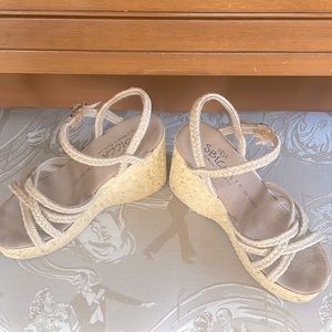 Vintage 1990’s SBICCA Cork platform wedge sandal.